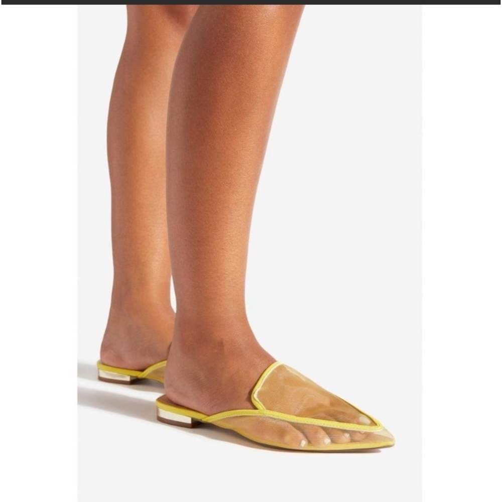 Sz 7W Franceen Pointed Toe Yellow Flats NIB - Picture 4 of 5